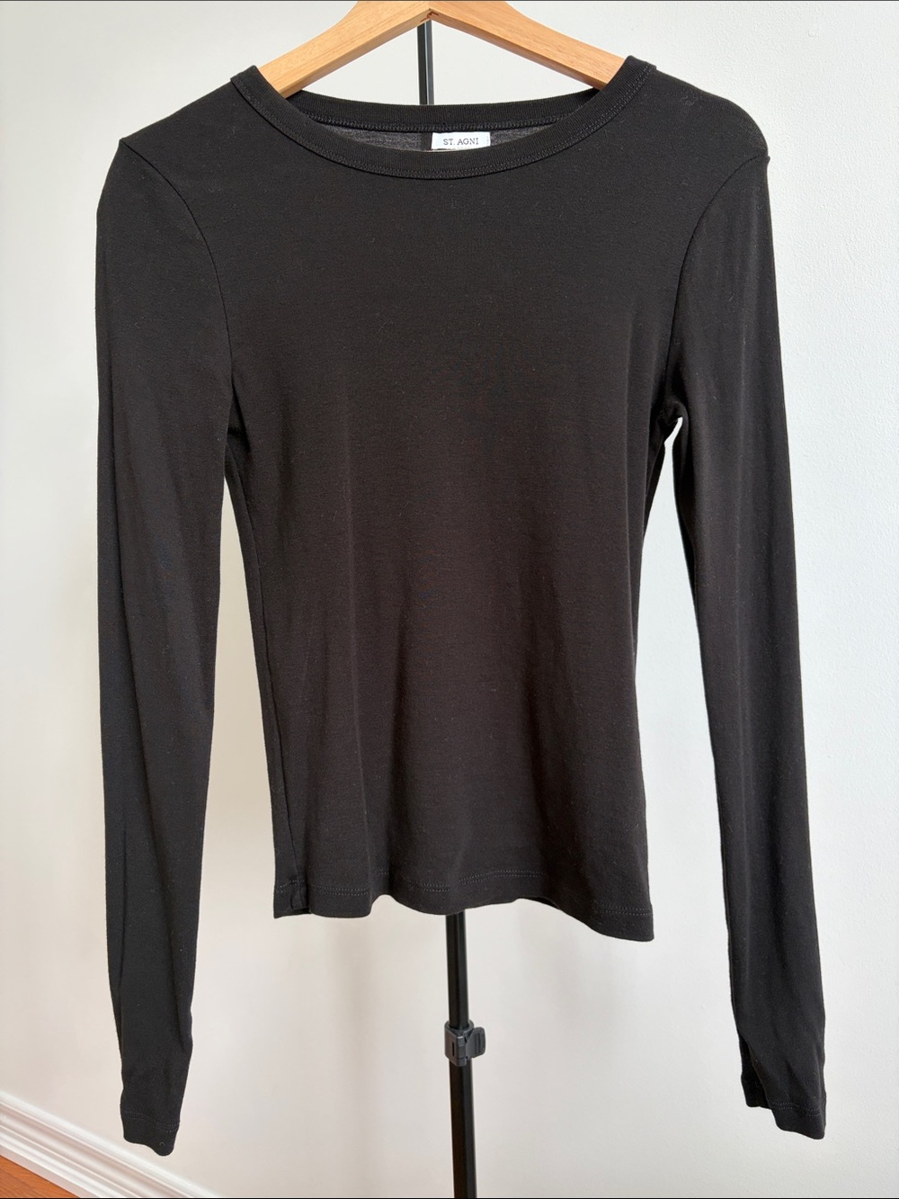 St. Agni Organic Cotton Long Sleeeve Top Black Small